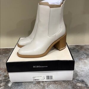 BCBGeneration Women's Cream Heeled Boots
